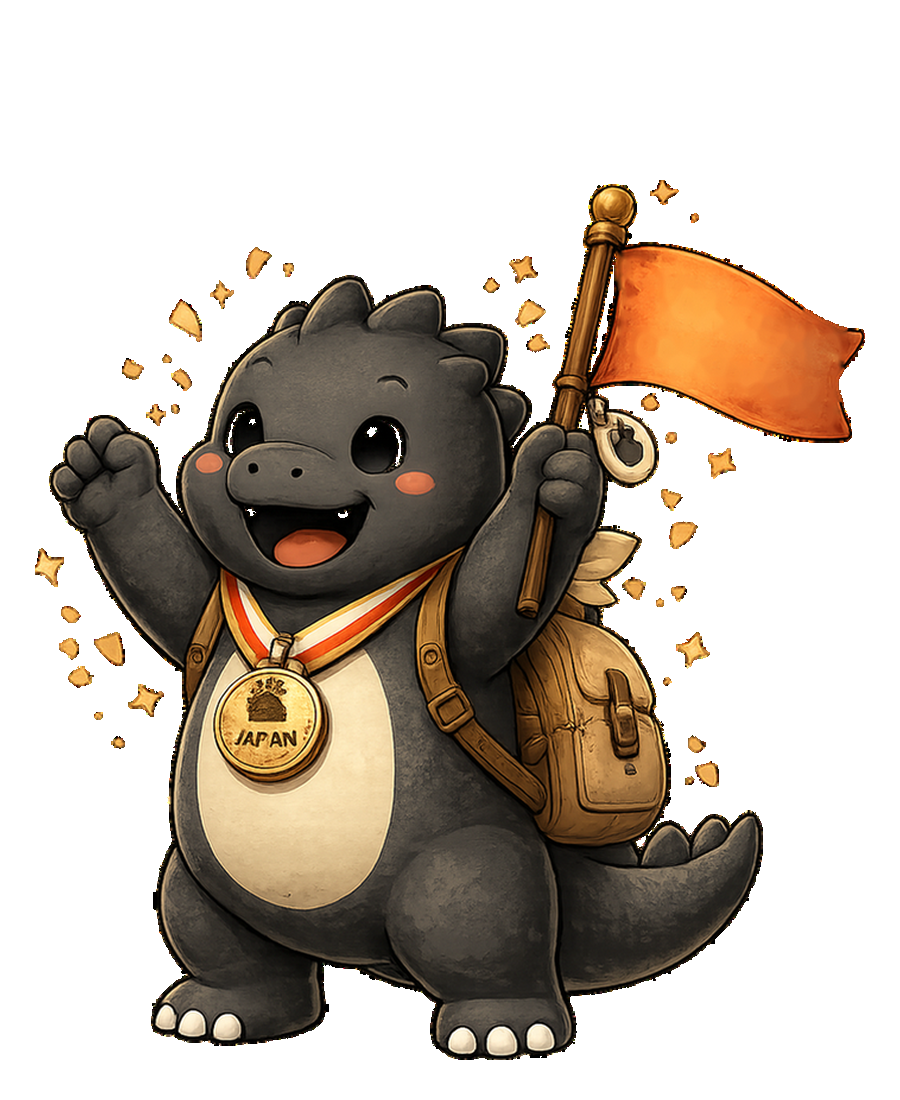 Godzuki celebrando a viagem concluída
