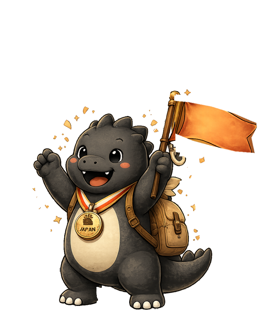 Godzuki celebrando a viagem concluída