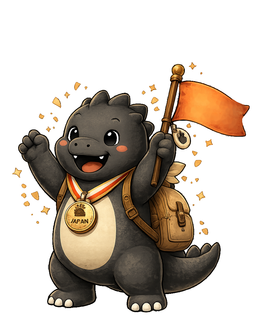 Godzuki celebrando a viagem concluída